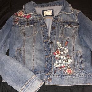 denim jacket with embroidery details